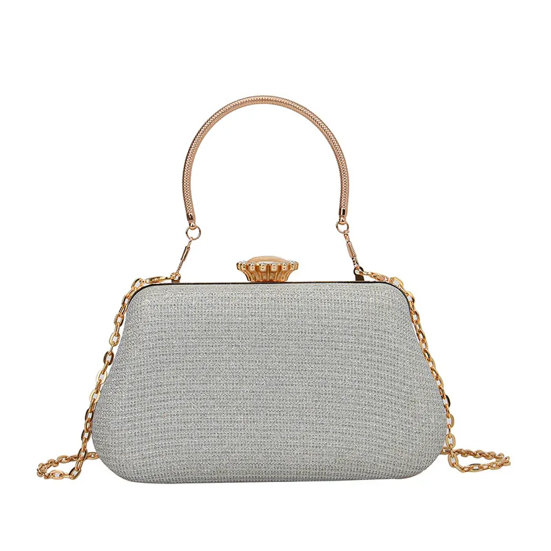 Women's Fashion Clutch Crossbody Chain Bag Silver - Shop at LoveMi