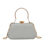 Women's Fashion Clutch Crossbody Chain Bag - Silver