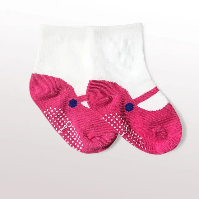 Combed Cotton Japanese Ballet Ankle Sock Baby Dispensing Non slip Sole Socks Rose Red - Shop at LoveMi