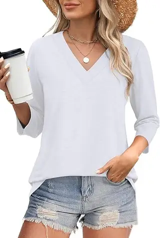 Casual Women's Waist Knitted T-shirt - White