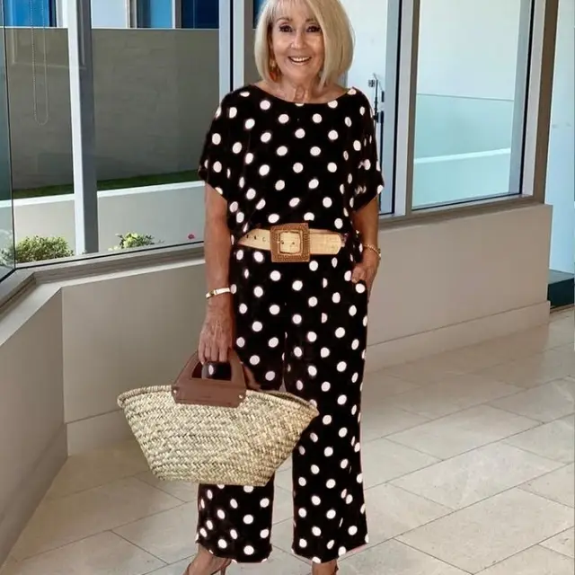 Printed Round Neck Short Sleeve Top Wide Leg Leisure Suit Black - Shop at LoveMi