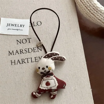 Fabric Cotton filled Cartoon Bear Rabbit Keychain Pendant Coffee Ears Rabbit Pendant - Shop at LoveMi
