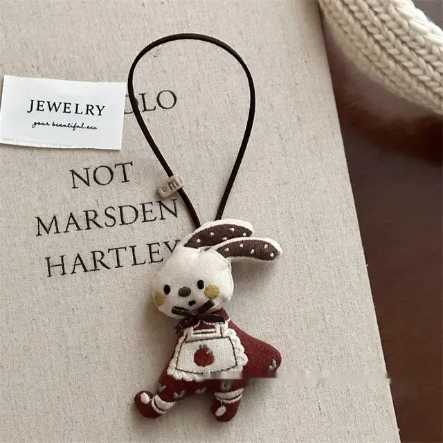 Fabric Cotton filled Cartoon Bear Rabbit Keychain Pendant Coffee Ears Rabbit Pendant - Shop at LoveMi