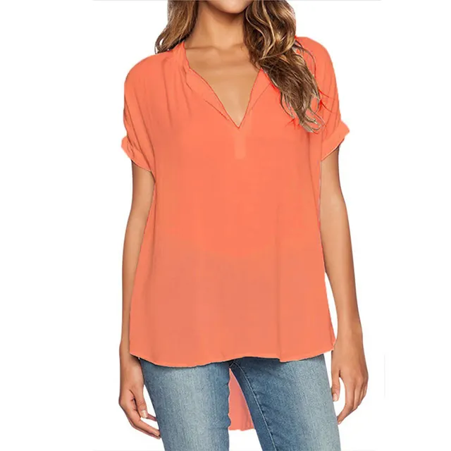 Fashion Women's Wear V neck Loose Top Orange - Shop at LoveMi