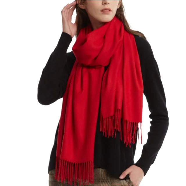 Women's Cashmere Shawl Solid Color Scarf Bright Red - Shop at LoveMi