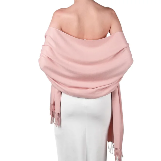 Women's Cashmere Shawl Solid Color Scarf Pink - Shop at LoveMi