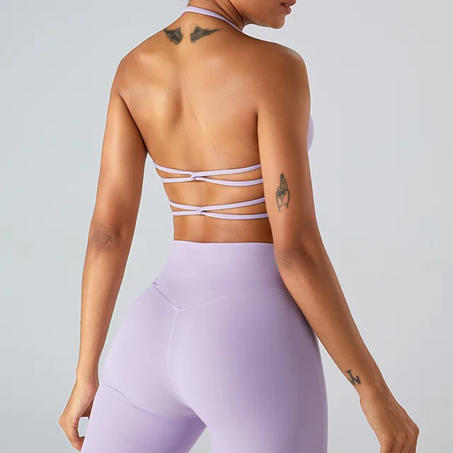 Women's Fashion Cross Beauty Back Exercise Top Lilac Purple - Shop at LoveMi