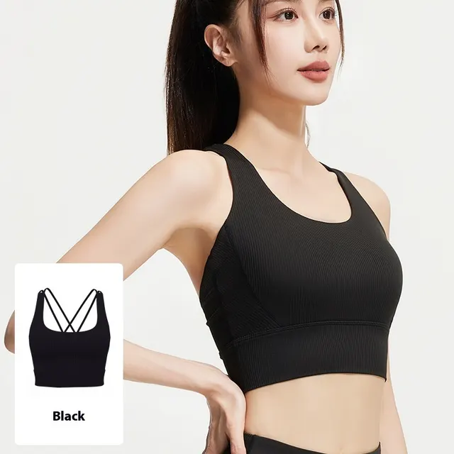 Women's Fashion Cross Spaghetti Strap Sports Top Black - Shop at LoveMi
