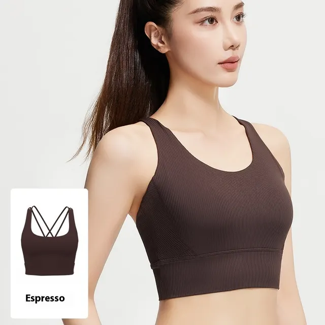 Women's Fashion Cross Spaghetti Strap Sports Top Distilled Coffee - Shop at LoveMi