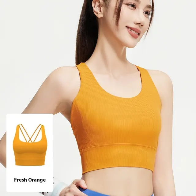 Women's Fashion Cross Spaghetti Strap Sports Top Fresh Orange - Shop at LoveMi