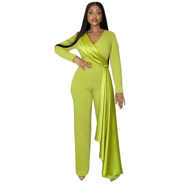 Spring And Autumn Slim Fit Women's Straight Jumpsuit Green - Shop at LoveMi