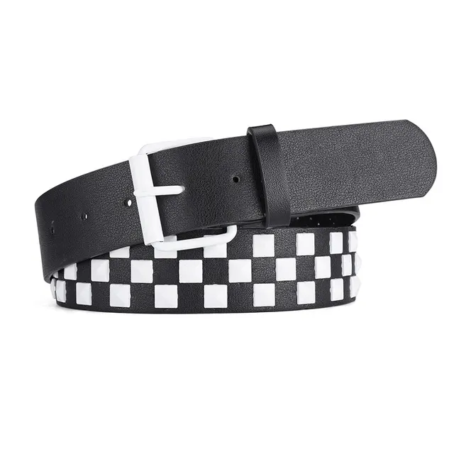 Women's European And American Square Bead Pyramid Punk Wide Belt White - Shop at LoveMi