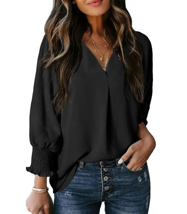 New Fashion Women's Casual Loose Shirt Top Black - Shop at LoveMi