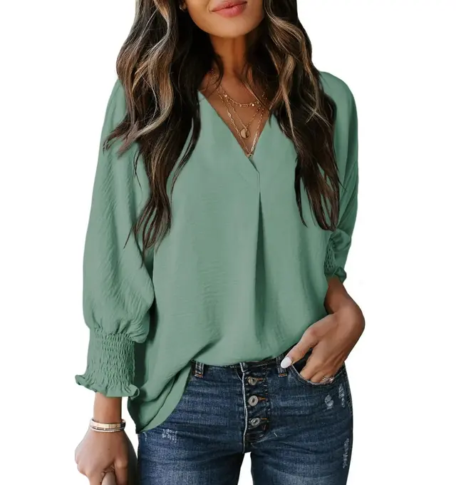 New Fashion Women's Casual Loose Shirt Top Green - Shop at LoveMi