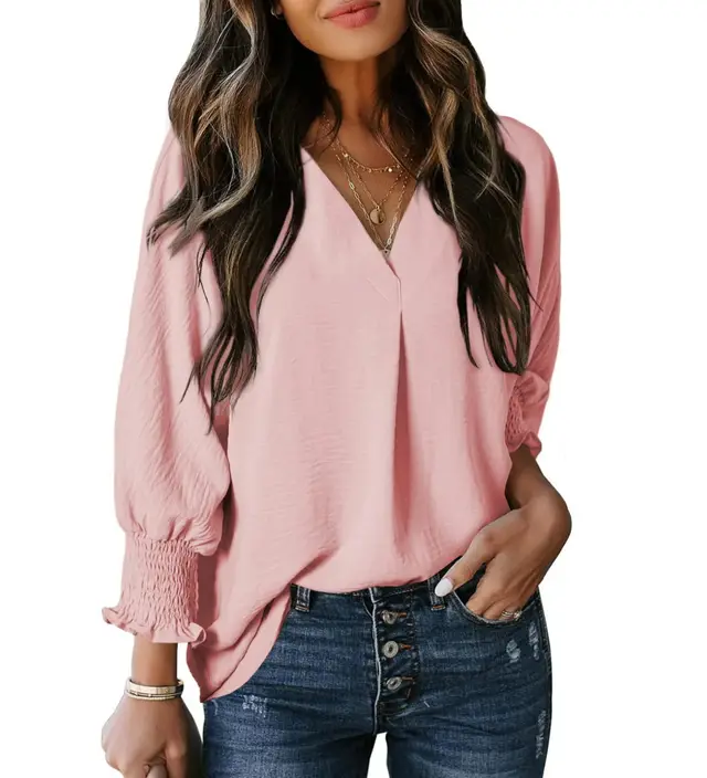 New Fashion Women's Casual Loose Shirt Top Pink - Shop at LoveMi