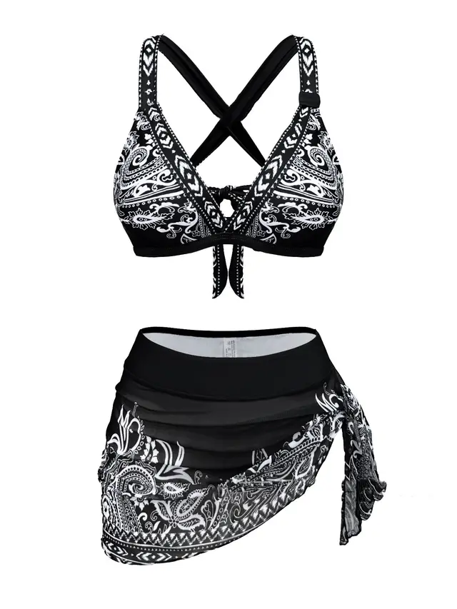Bikini Split Three piece Set Gather Thin Advanced Sense Black - Shop at LoveMi