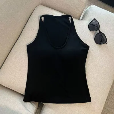 Hanging Neck Pure Want Beauty Back Solid Color Wrapped Chest Tube Top Bottoming Inner Fixed Cup Black - Shop at LoveMi