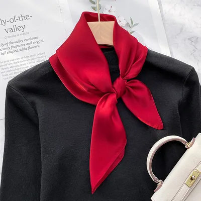 Spring And Autumn Elegant Retro Silk High end Scarf Red - Shop at LoveMi