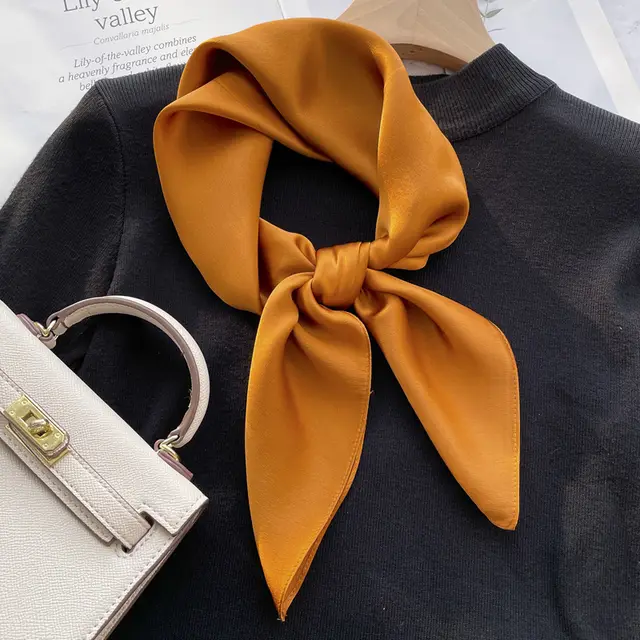 Spring And Autumn Elegant Retro Silk High end Scarf Sunset Gold - Shop at LoveMi