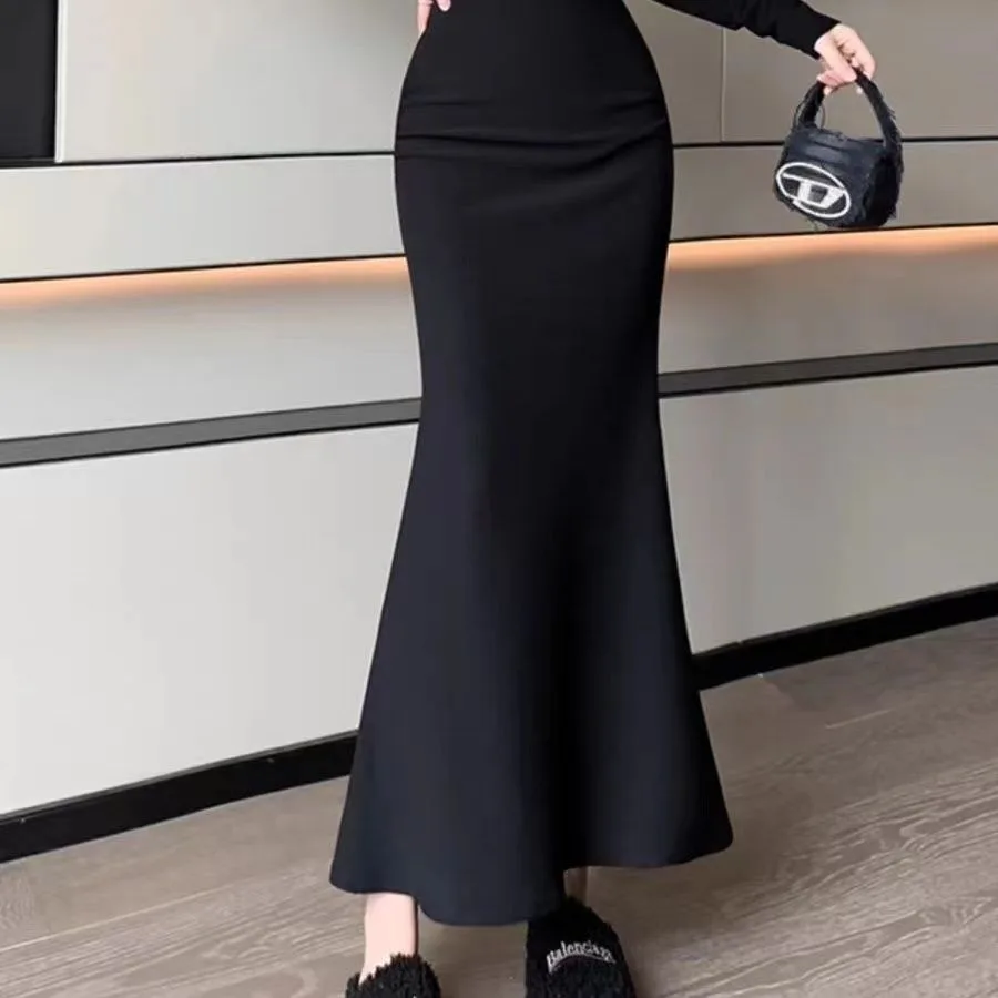 Fashionable Stylish All-matching Sheath Fishtail Skirt - Black - View 1