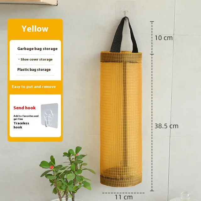 Kitchen Garbage Bag Storage Fantastic Storage Wall Hanging Bag Yellow 1Pc - Shop at LoveMi