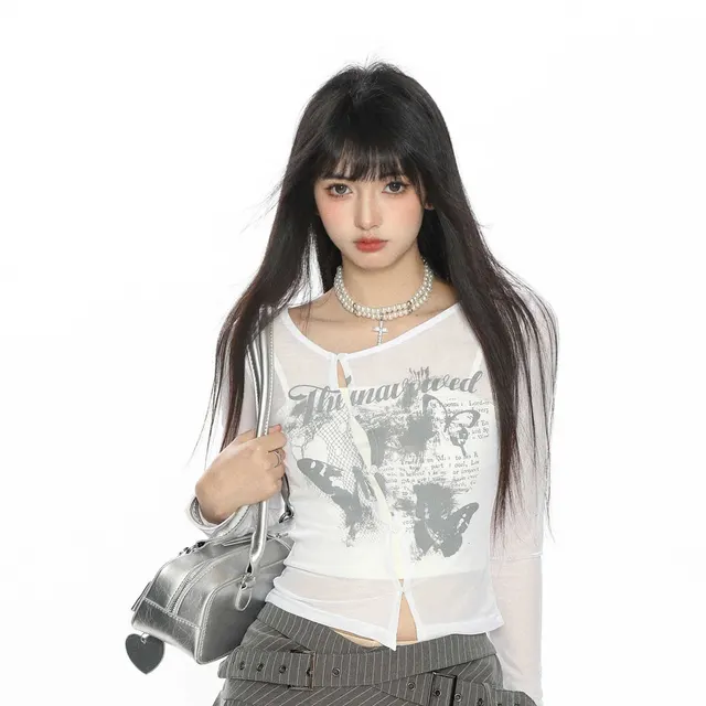 American Retro Irregular Hem Niche T shirt White - Shop at LoveMi