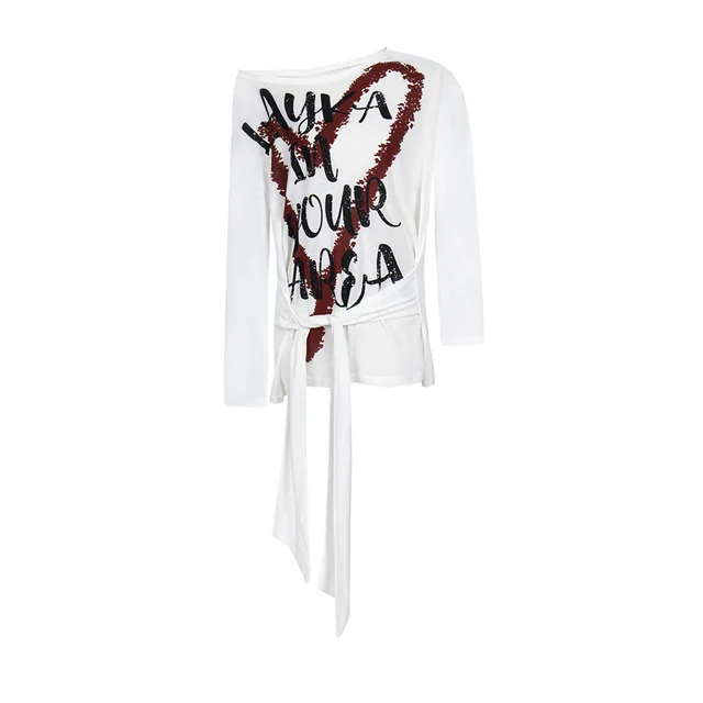 Fashion Alphabet Graffiti Print Top For Women White - Shop at LoveMi