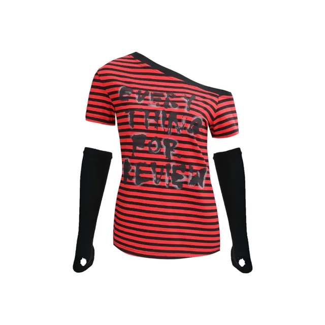 American Retro Striped Shoulder Red - Shop at LoveMi