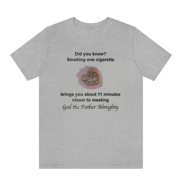 Smoking Cigarette Women Funny Meme T Shirt Cute God Christia Gray - Shop at LoveMi