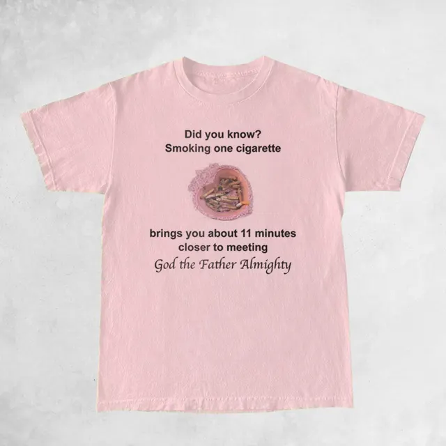Smoking Cigarette Women Funny Meme T Shirt Cute God Christia Pink - Shop at LoveMi
