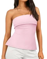 Women's Tube Top Off-shoulder Backless Cute - Pink