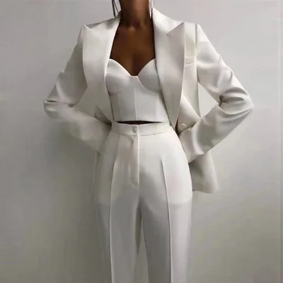 Leisure Temperament Commute Women's Fashion Suit White - Shop at LoveMi