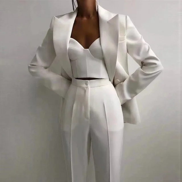 Leisure Temperament Commute Women's Fashion Suit White - Shop at LoveMi