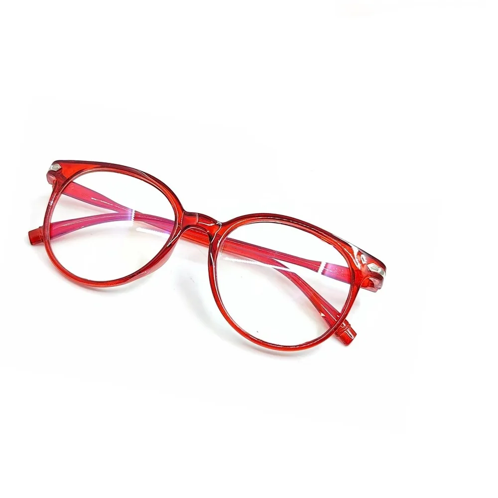 Women's Simple Solid Color Large Frame Glasses Accessories - Wine Red - View 1