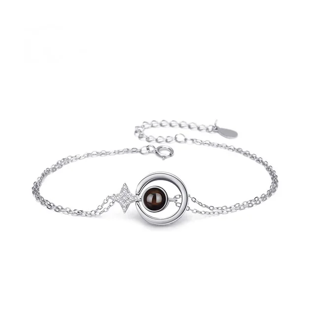 Women's S925 Round Diamond Embedded Star Bracelet Silver - Shop at LoveMi