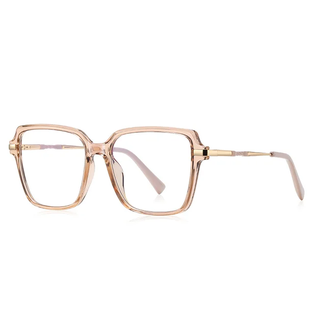 Women's Fashion Anti blue Light Fashion Large Rim Optical Glasses C4 Champagne Box - Shop at LoveMi