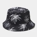 Outdoor Sunshade Beach Coconut Tree Printing Bucket Hat - White