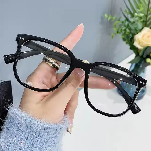 Women's Solid Color Anti blue Light Advanced Sense Glasses Bright Black Frame - Shop at LoveMi