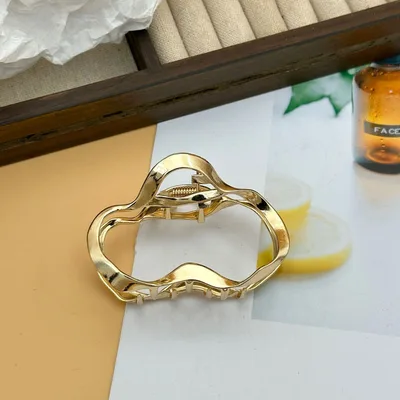 Irregular Clouds Grip Liquid Lines Niche Metal Barrettes 7.5Cm Gold - Shop at LoveMi
