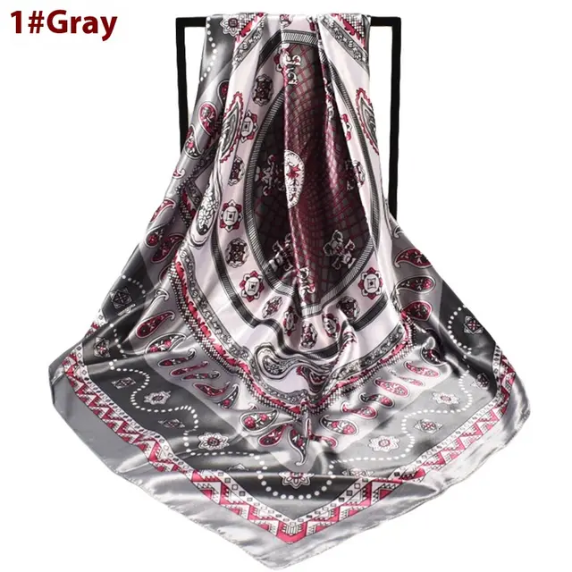 Women's Fashionable New Simple Pattern Silk Scarf Gray - Shop at LoveMi