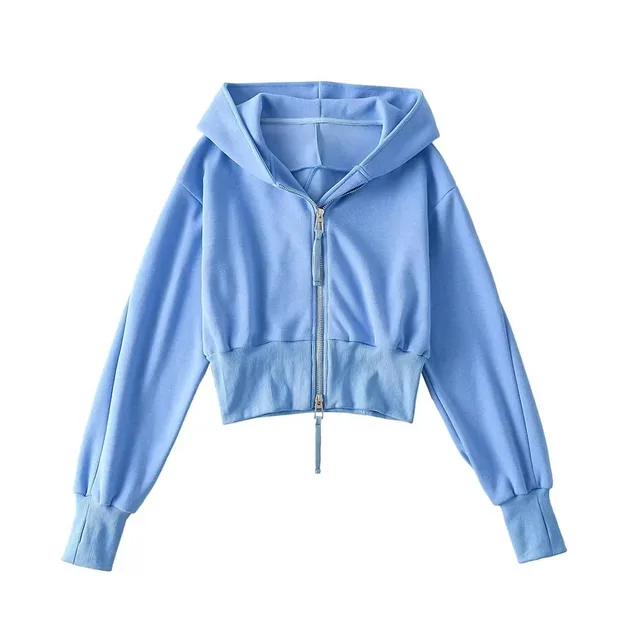 European And American Street Sports Fashion Casual Double Zip Patchwork Hoodie Sapphire Blue - Shop at LoveMi