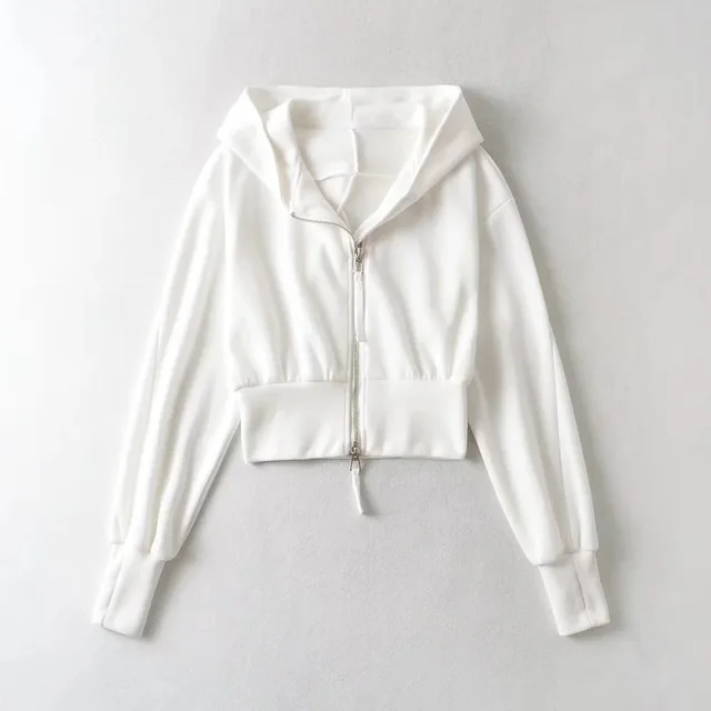 European And American Street Sports Fashion Casual Double Zip Patchwork Hoodie White - Shop at LoveMi