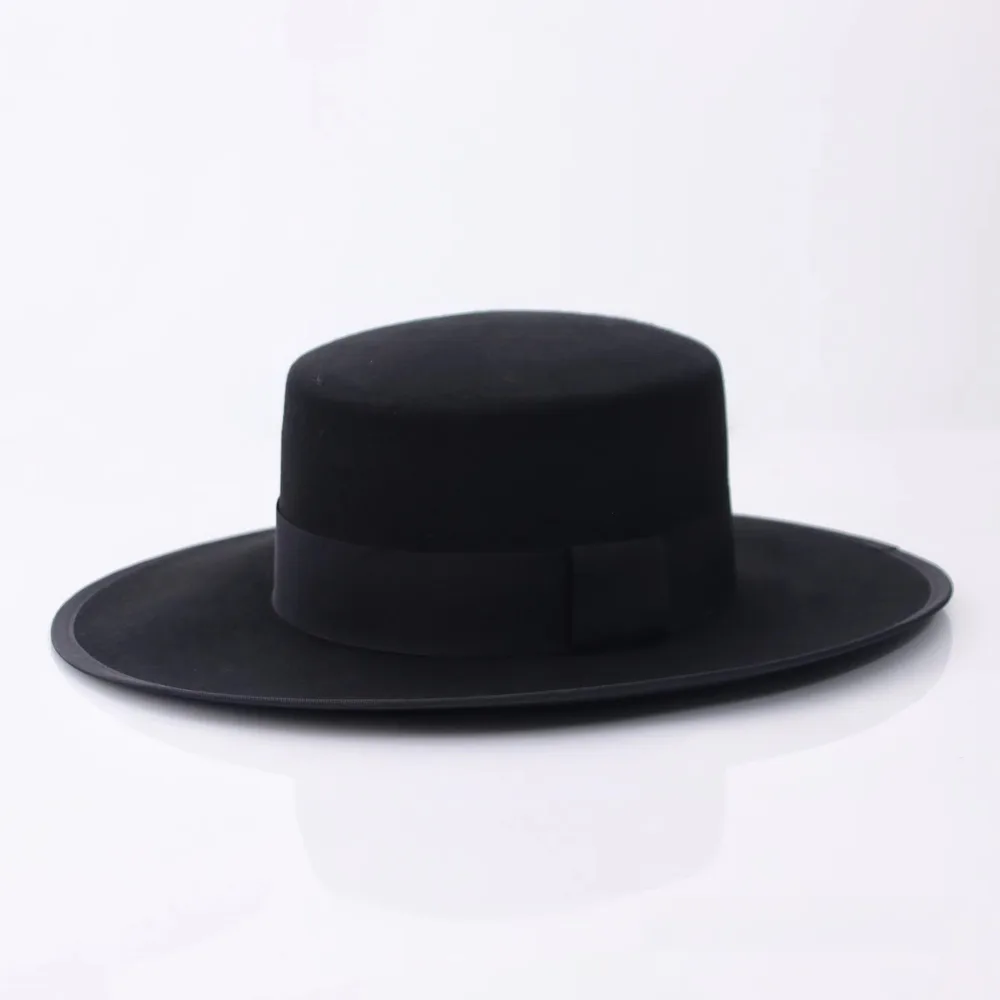 Autumn And Winter New Fashion All match Flat Top Woolen Bowler Hat Black - Shop at LoveMi