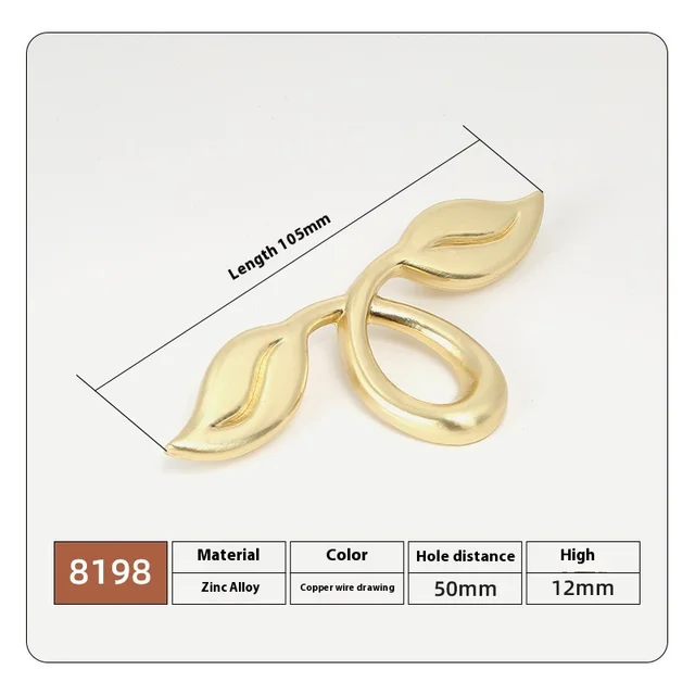 Retro Small Leaf Double Hole Handle New Alloy 8198 Brushed Brass - Shop at LoveMi