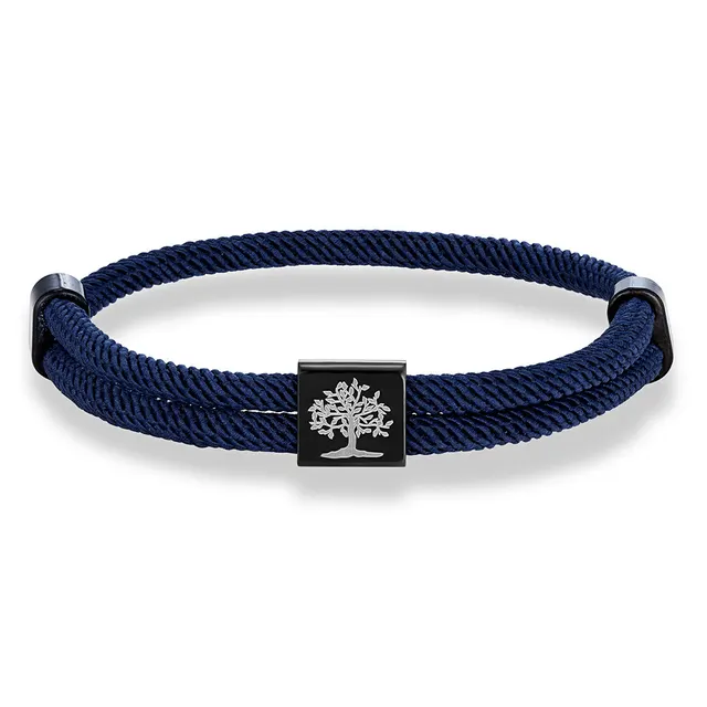 Simple Fashion Cross Milan Rope Braided Bracelet Navy Blue Lucky Tree - Shop at LoveMi