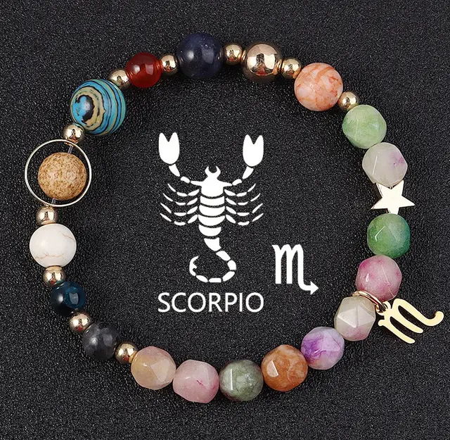 Twelve Constellation Constellation Bracelet Natural Stone Cut Color Scorpio - Shop at LoveMi