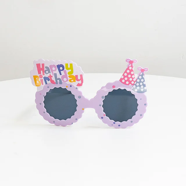 Birthday Glasses Xiaohongshu Same Style Internet Celebrity Funny Photography Purple Birthday - Shop at LoveMi