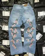 Light Blue Jeans Flowers