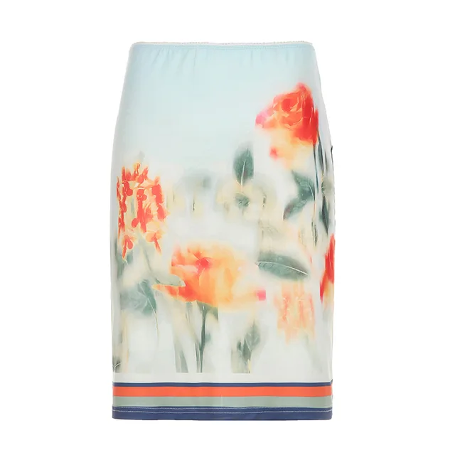 Cute Printed Contrast Color Slim Fit Sling Sheath Skirt Outfit Skirt - Shop at LoveMi