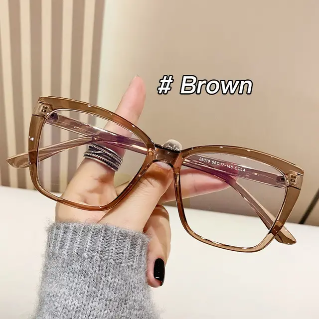 Anti blue Light European And American Square Plain Glasses Vintage Bag Flower Simple Cold Brown - Shop at LoveMi
